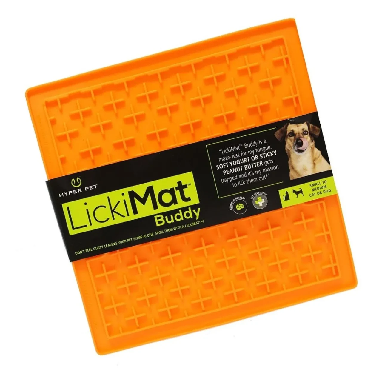 LickiMat Slikkemåtte 28 x 28 cm Orange - aktiveringsmåtte til hunde